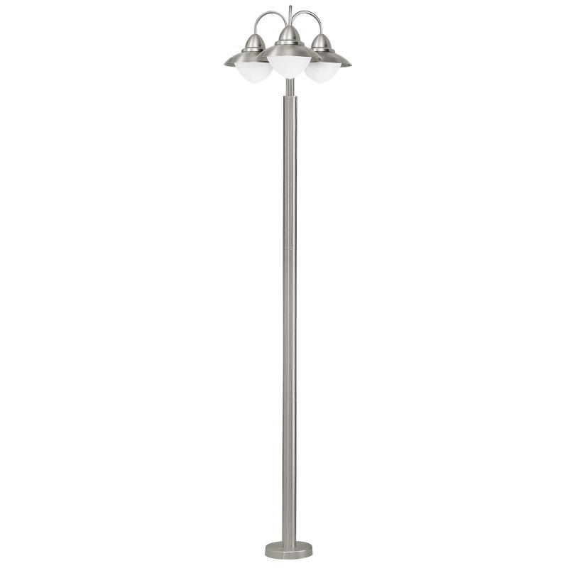 Eglo-83971 - Sidney - Stainless Steel with White Glass 3 Light Post