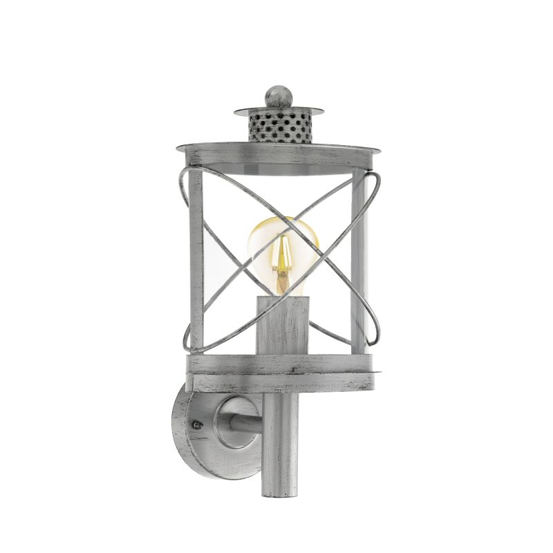 Outdoor - Hilburn 1 - Outdoor Antique Silver & Clear Uplight Wall Lamp Eglo-94865 - Hilburn 1 - Outdoor Antique Silver & Clear Uplight Wall Lamp