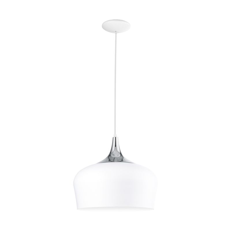 Ceiling Lights - Obregon - White with Polished Chrome Pendant Eglo-95384 - Obregon - White with Polished Chrome Pendant