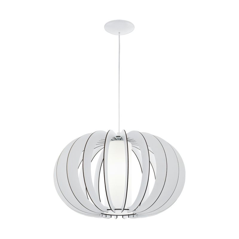 Ceiling Lights - Stellato 2 - White Wood and Glass Medium Pendant Eglo-95607 - Stellato 2 - White Wood and Glass Medium Pendant