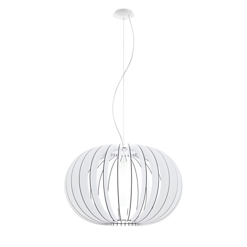 Ceiling Lights - Stellato 2 - White Wood and Glass Big Pendant Eglo-95608 - Stellato 2 - White Wood and Glass Big Pendant