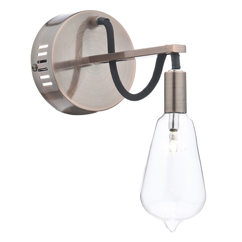 Wall Lights - Scroll - Transparent Glass with Copper Single Wall Lamp Dar-SCR0764 - Scroll - Transparent Glass with Copper Single Wall Lamp