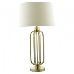 Lucie - Satin Brass Table Lamp with Natural Linen Shade Lucie - Satin Brass Table Lamp with Natural Linen Shade
