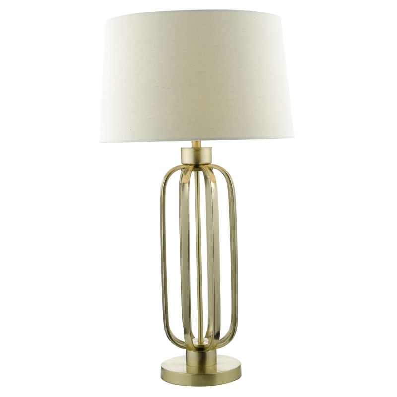 Dar-LUC4241 - Lucie - Natural Linen Shade with Satin Brass Table Lamp