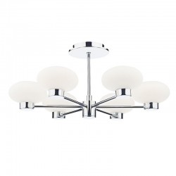 System - Polished Chrome 6 Light Centre Fitting with White Glass System - Polished Chrome 6 Light Centre Fitting with White Glass