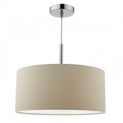 Ronda - Chrome 3 Light Pendant with Taupe Shade & Diffuser - ∅ 40  Ronda - Chrome 3 Light Pendant with Taupe Shade & Diffuser - ∅ 40