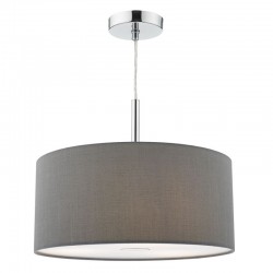Ronda - Chrome 3 Light Pendant with Grey Shade & Diffuser - ∅ 40  Ronda - Chrome 3 Light Pendant with Grey Shade & Diffuser - ∅ 40
