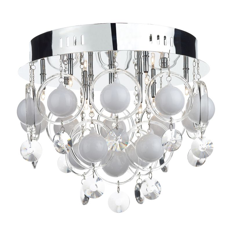 Ceiling Lights - Cloud - Crystal and White Ball 9 Light Ceiling Lamp Dar-CLO1350 - Cloud - Crystal and White Ball 9 Light Ceiling Lamp