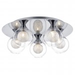 Zeke - Chrome 5 Light Ceiling Lamp with Double Glasses