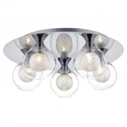 Zeke - Chrome 5 Light Ceiling Lamp with Double Glasses Zeke - Chrome 5 Light Ceiling Lamp with Double Glasses
