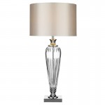 Hinton - Polished Chrome & Crystal Table Lamp with White Shade  Hinton - Polished Chrome & Crystal Table Lamp with White Shade