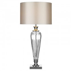 Hinton - Polished Chrome & Crystal Table Lamp with White Shade  Hinton - Polished Chrome & Crystal Table Lamp with White Shade