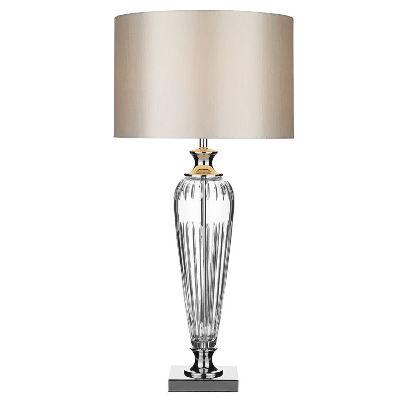 Dar-HIN4208 - Hinton - Polished Chrome & Crystal with White Shade Table Lamp