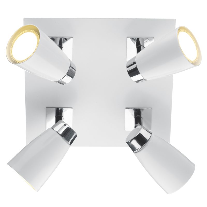 Kitchen Lights - Loft - White and Polished Chrome 4 Square Plate Spotlights Dar-LOF852 - Loft - White and Polished Chrome 4 Square Plate Spotlights