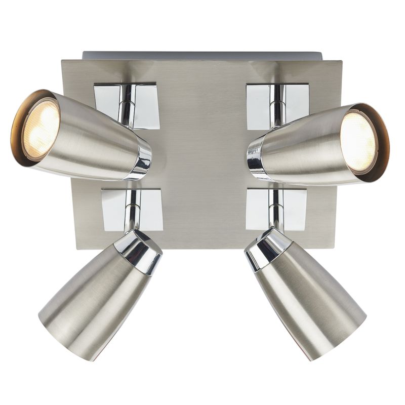 Kitchen Lights - Loft - Satin and Polished Chrome 4 Square Plate Spotlights Dar-LOF8546 - Loft - Satin and Polished Chrome 4 Square Plate Spotlights