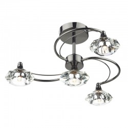 Luther - Black Chrome 4 Light Centre Fitting with Crystal Luther - Black Chrome 4 Light Centre Fitting with Crystal
