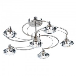 Luther - Satin Chrome 6 Light Centre Fitting with Crystal Luther - Satin Chrome 6 Light Centre Fitting with Crystal