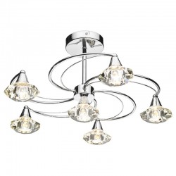 Luther - Polished Chrome 6 Light Semi Flush with Crystal Luther - Polished Chrome 6 Light Semi Flush with Crystal