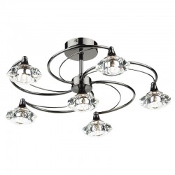 Luther - Black Chrome 6 Light Centre Fitting with Crystal Luther - Black Chrome 6 Light Centre Fitting with Crystal