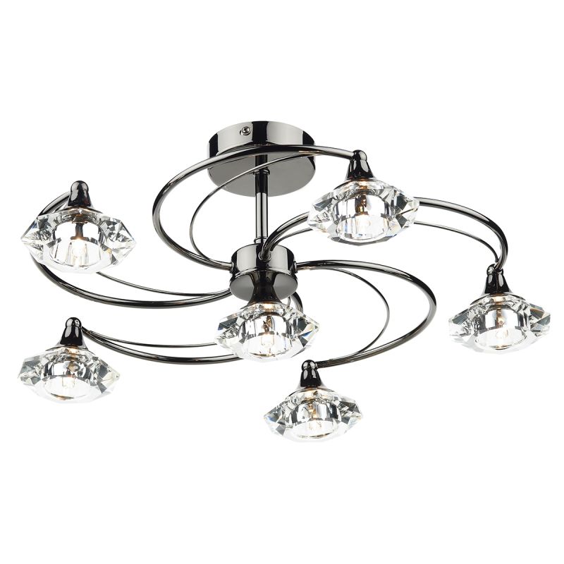 Dar-LUT0667 - Luther - Decorative Black Chrome with Crystal 6 Light Centre Fitting
