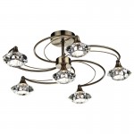 Luther -  Antique Brass 6 Light Centre Fitting with Crystal Luther -  Antique Brass 6 Light Centre Fitting with Crystal