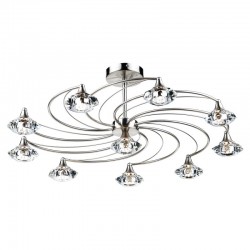 Luther - Satin Chrome 10 Light Centre Fitting with Crystal