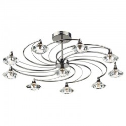 Luther - Black Chrome 10 Light Centre Fitting with Crystal Luther - Black Chrome 10 Light Centre Fitting with Crystal