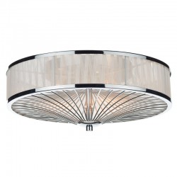 Oslo - Chrome 3 Light Ceiling Lamp with Ivory Organza Ribbon Oslo - Chrome 3 Light Ceiling Lamp with Ivory Organza Ribbon