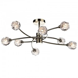 Seattle - Antique Brass 8 Light Centre Fitting with Sculptured Glass Seattle - Antique Brass 8 Light Centre Fitting with Sculptured Glass