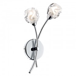 Seattle - Polished Chrome Twin Wall Lamp with Sculptured Glass Seattle - Polished Chrome Twin Wall Lamp with Sculptured Glass