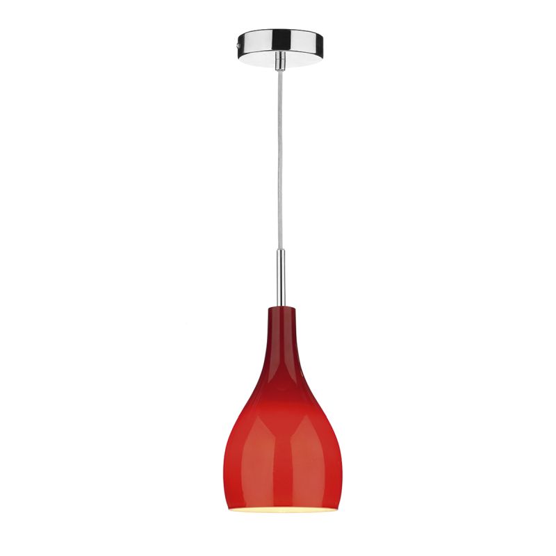 Dar-SOH0125 - Soho - Red Glass with Polished Chrome Hanging Pendant
