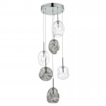 Quinn - Chrome 6 Light Flush with Clear & Smoky Glass Quinn - Chrome 6 Light Flush with Clear & Smoky Glass