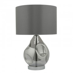 Quinn - Smoked Glass Table Lamp with Grey Fabric Shade Quinn - Smoked Glass Table Lamp with Grey Fabric Shade