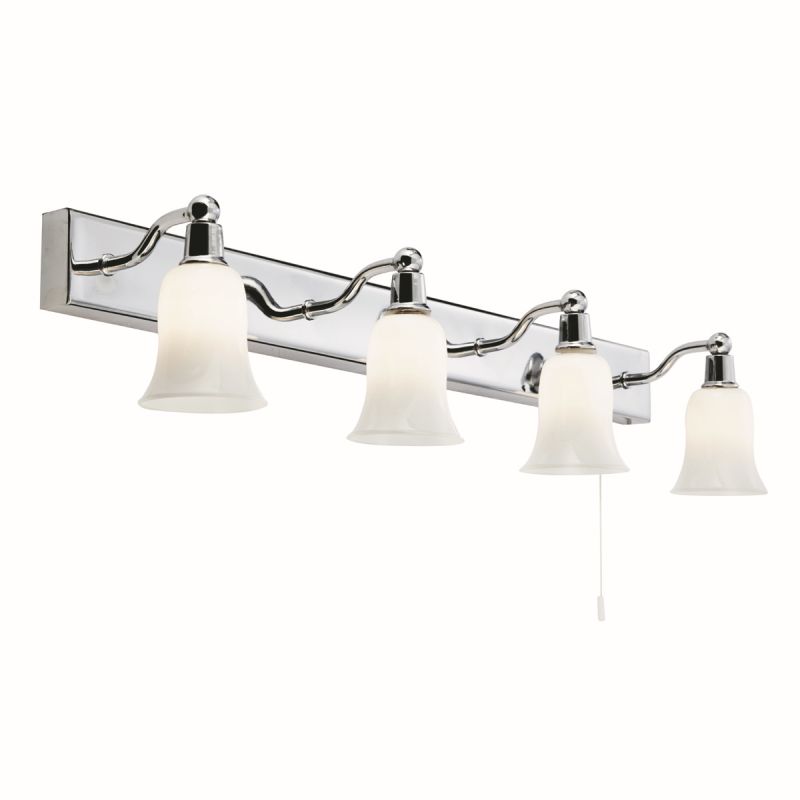 Searchlight-2934-4CC-LED - Equador - Bathroom White Glass with Chrome 4 Light Wall Lamp