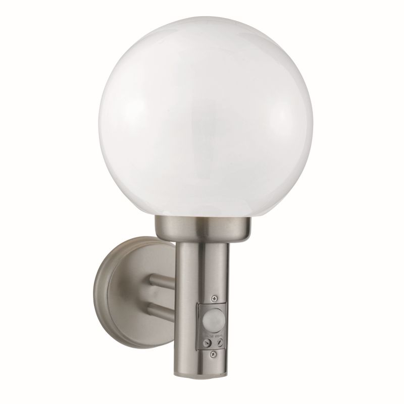 Searchlight-085 - Orb Lanterns - Stainless Steel with White Globe PIR Wall Lamp