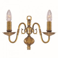 Flemish - Antique Brass 2 Light Wall Lamp