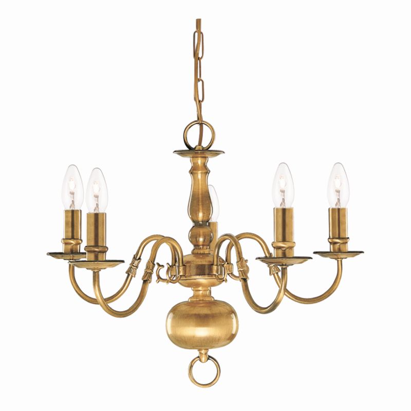 Searchlight-1019-5AB - Flemish - Antique Brass 5 Light Centre Fitting