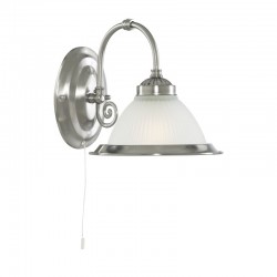 American Diner - Ribbed Glass & Satin Silver Single Wall Lamp