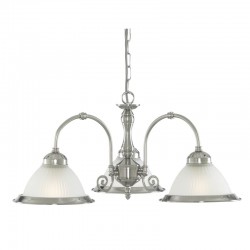 American Diner - Ribbed Glass & Satin Silver 3 Light Centre Fitting