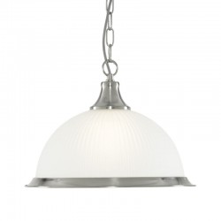 American Diner - Ribbed Glass & Satin Silver Single Pendant American Diner - Ribbed Glass & Satin Silver Single Pendant