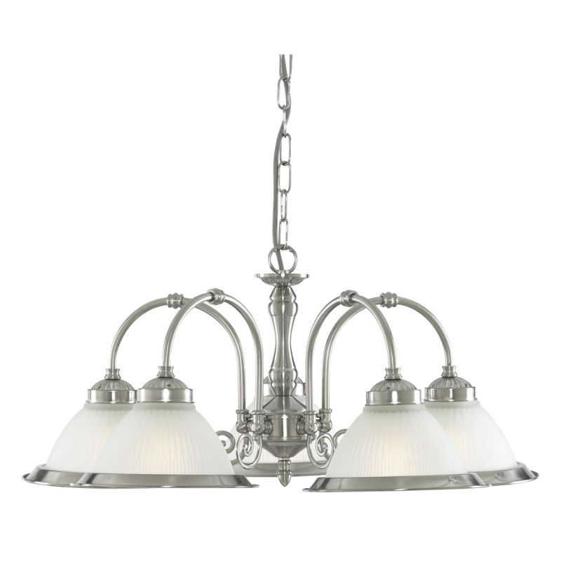 Searchlight-1045-5 - American Diner - Ribbed Glass & Satin Silver 5 Light Centre Fitting