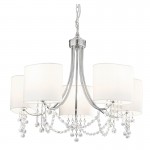 Nina - White & Crystal with Chrome 5 Light Centre Fitting