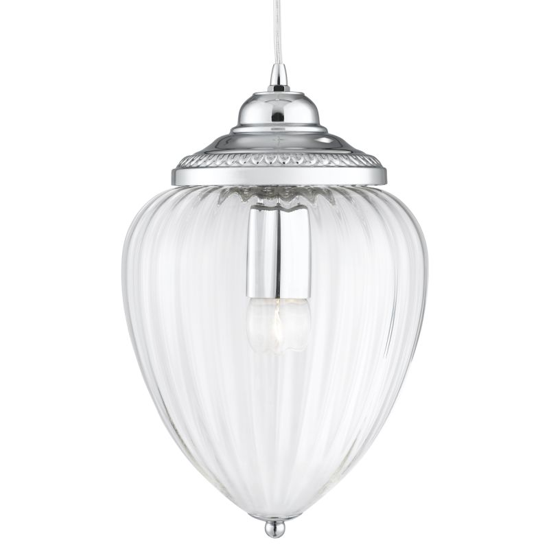 Searchlight-1091CC - Moscow - Chrome & Clear Ribbed Glass Lantern Pendant