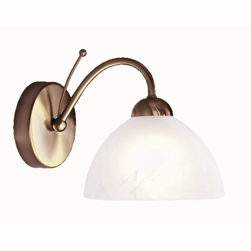 Searchlight-1131-1AB - Milanese - Antique Brass & Alabaster Glass Single Wall Lamp