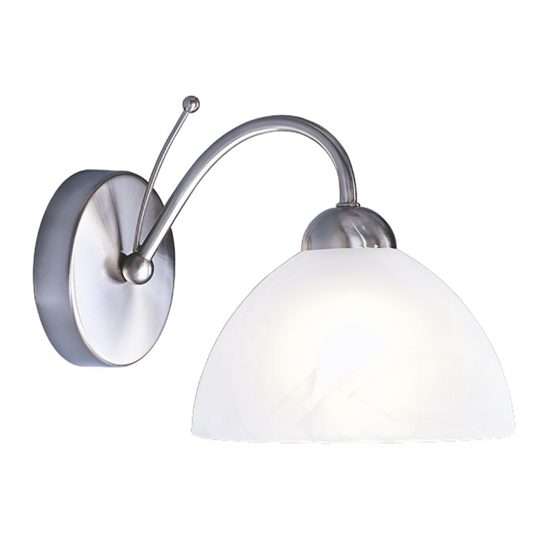 Searchlight-1131-1SS - Milanese - Satin Silver & Alabaster Glass Single Wall Lamp
