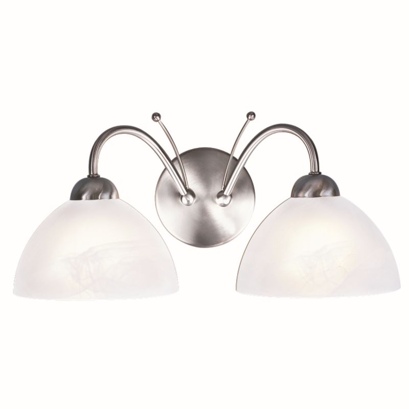 Searchlight-1132-2SS - Milanese - Satin Silver & Alabaster Glass Twin Wall Lamp