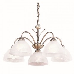 Milanese - Antique Brass & Alabaster Glass 5 Light Centre Fitting
