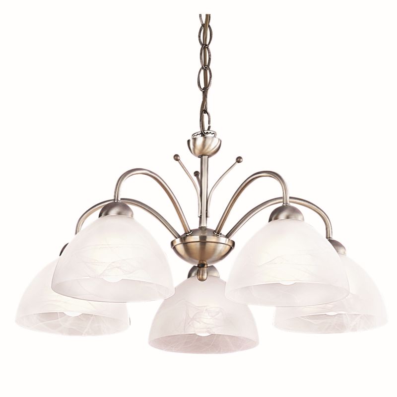 Searchlight-1135-5AB - Milanese - Antique Brass & Alabaster Glass 5 Light Centre Fitting