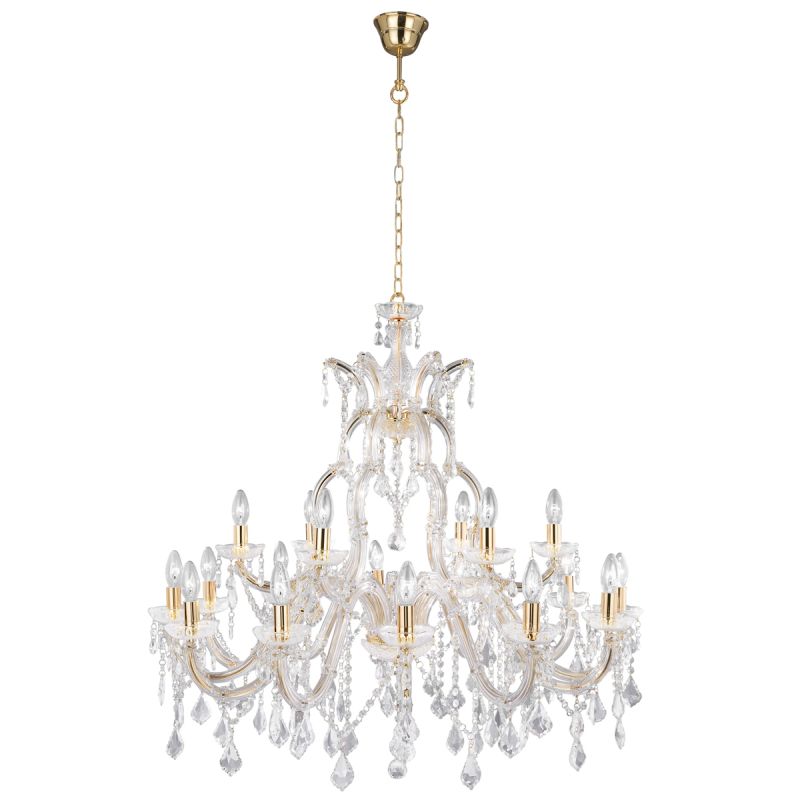 Searchlight-1214-18 - Marie Therese - Crystal & Acrylic 18 Light Chandelier - Brass