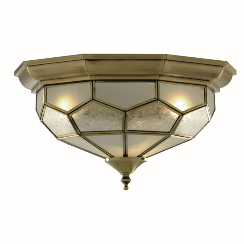 Searchlight-1243-12 - Pisa II - Vintage Antique Brass & Glass Ceiling Lamp